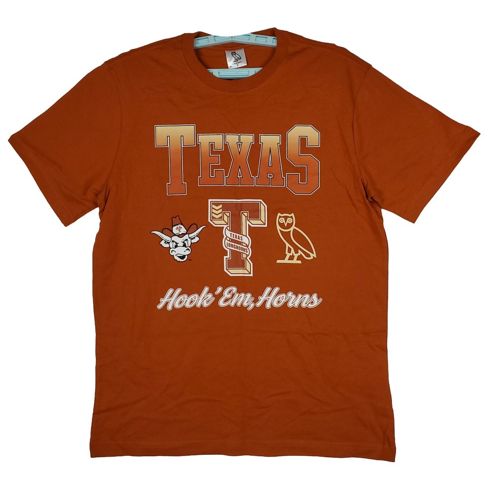 DRAKE OVO Texas Longhorns Mitchell & Ness Small Shirt Print Team Logo Orange NWT